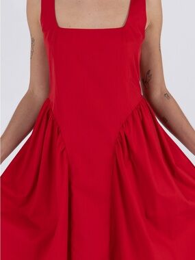 Red Dress with Square Neck